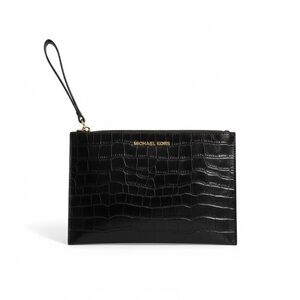 Michael Kors Black Croc-Embossed Wristlet